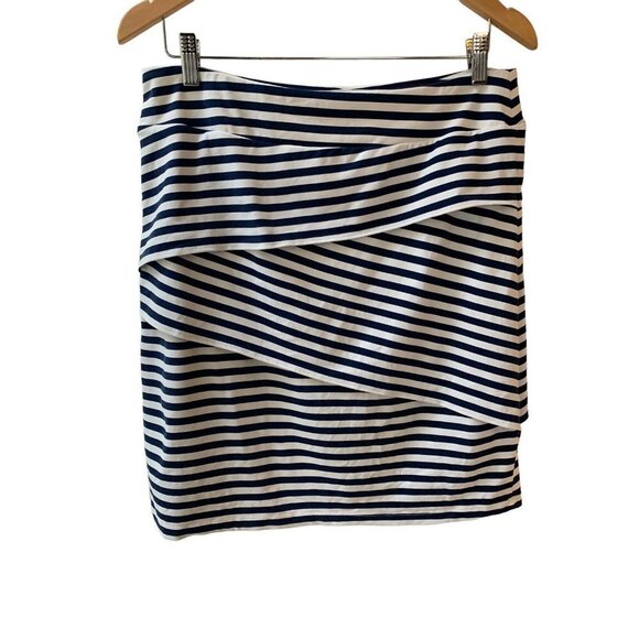 J. McLaughlin CATALINA Cloth Blue Striped Skirt SZ M Nylon Stretch Golf Tennis - Picture 1 of 8